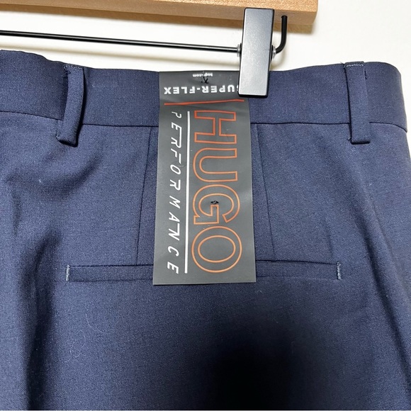 NEW Hugo Men Performance Pants 34x33 Navy Blue Trouser Office Business Super - Picture 2 of 14